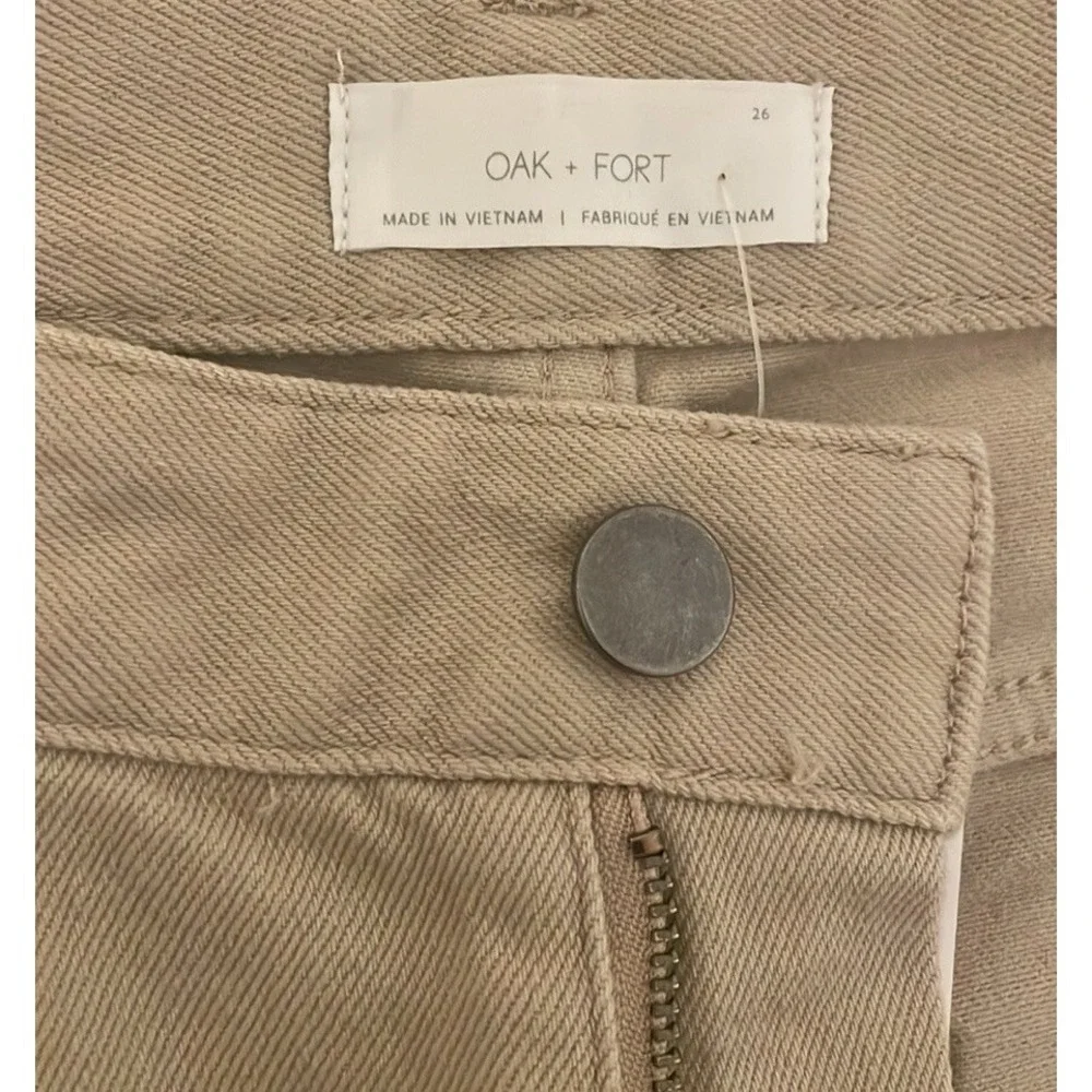 Oak + Fort Women's Beige High Ride Straight‎ Leg Pants Size 26